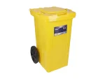 تصویر سطل زباله پلاستیکی 70 لیتری چرخ دار زرد