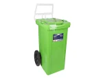 تصویر سطل زباله پلاستیکی 70 لیتری چرخدار دسته دار سبز