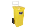 تصویر سطل زباله پلاستیکی 70 لیتری چرخدار دسته دار زرد