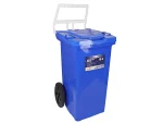 تصویر سطل زباله پلاستیکی 70 لیتری چرخدار دسته دار آبی