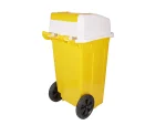 تصویر سطل زباله پلاستیکی 90 لیتری چرخدار بادبزنی زرد