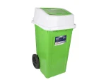 تصویر سطل زباله پلاستیکی 90 لیتری چرخدار بادبزنی سبز