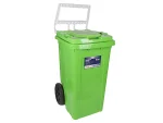 تصویر سطل زباله پلاستیکی 90 لیتری چرخدار دسته دار سبز