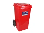 تصویر سطل زباله پلاستیکی 90 لیتری چرخدار قرمز