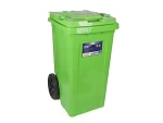 تصویر سطل زباله پلاستیکی 90 لیتری چرخدار سبز