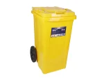 تصویر سطل زباله پلاستیکی 90 لیتری چرخدار زرد