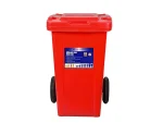 تصویر سطل زباله پلاستیکی 70 لیتری چرخ دار قرمز