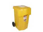 تصویر سطل زباله پلاستیکی ۱۳۰ لیتری دو درب زرد