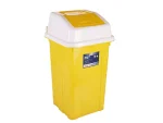 تصویر سطل زباله پلاستیکی 40 لیتری بادبزنی زرد