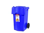 تصویر سطل زباله پلاستیکی ۱۳۰ لیتری دو درب آبی