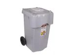 تصویر سطل زباله پلاستیکی ۱۳۰ لیتری دو درب طوسی