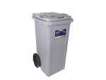 تصویر سطل زباله پلاستیکی 100 لیتری چرخدار طوسی