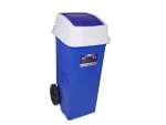 تصویر سطل زباله پلاستیکی 100 لیتری چرخدار بادبزنی آبی