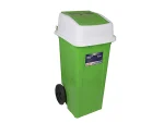 تصویر سطل زباله پلاستیکی 100 لیتری چرخدار بادبزنی سبز