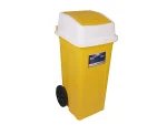 تصویر سطل زباله پلاستیکی 100 لیتری چرخدار بادبزنی زرد