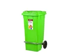 تصویر سطل زباله پلاستیکی 120 لیتری چرخ دار پدال دار سبز