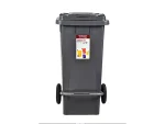 تصویر سطل زباله پلاستیکی 120 لیتری چرخ دار پدال دار طوسی تیره