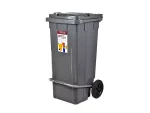 تصویر سطل زباله پلاستیکی 120 لیتری چرخ دار پدال دار طوسی تیره