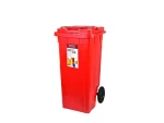 تصویر سطل زباله پلاستیکی ۱۲۰ لیتری چرخدار قرمز