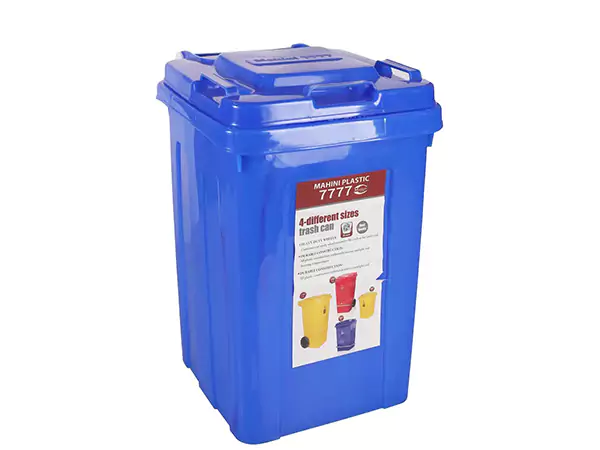 تصویر سطل زباله پلاستیکی 20 لیتری درب‌دار آبی